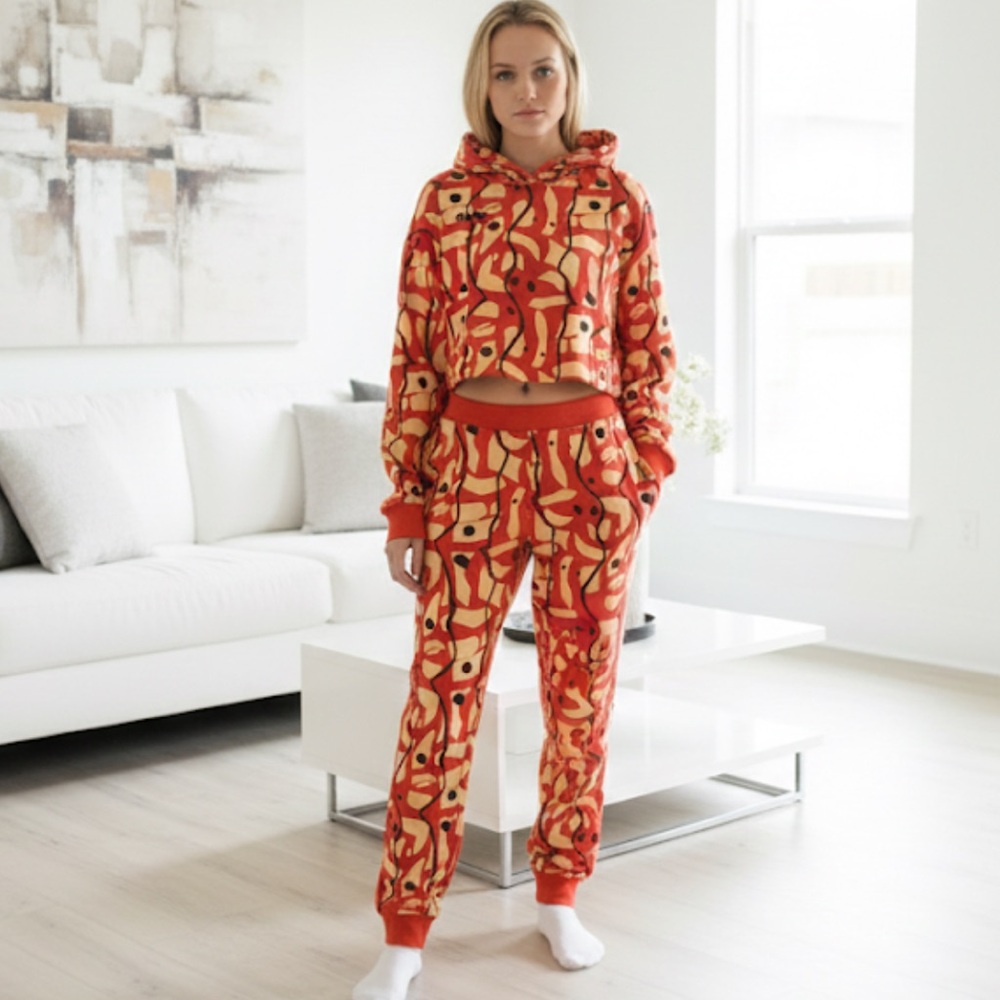 Rebdolls hooded cropped SET Hoodie Sweatpant set size 1X/Large